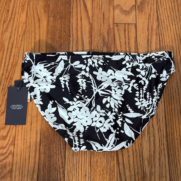 Tommy Hilfiger Womens Small Floral Hipster Bikini Bottoms Black White NWT - Picture 4 of 8